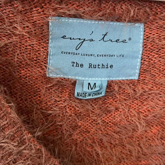 Evy’s Tree The Ruthie V Neck Faux Mohair Sweater Burnt Sienna Ladies Medium - Picture 3 of 7